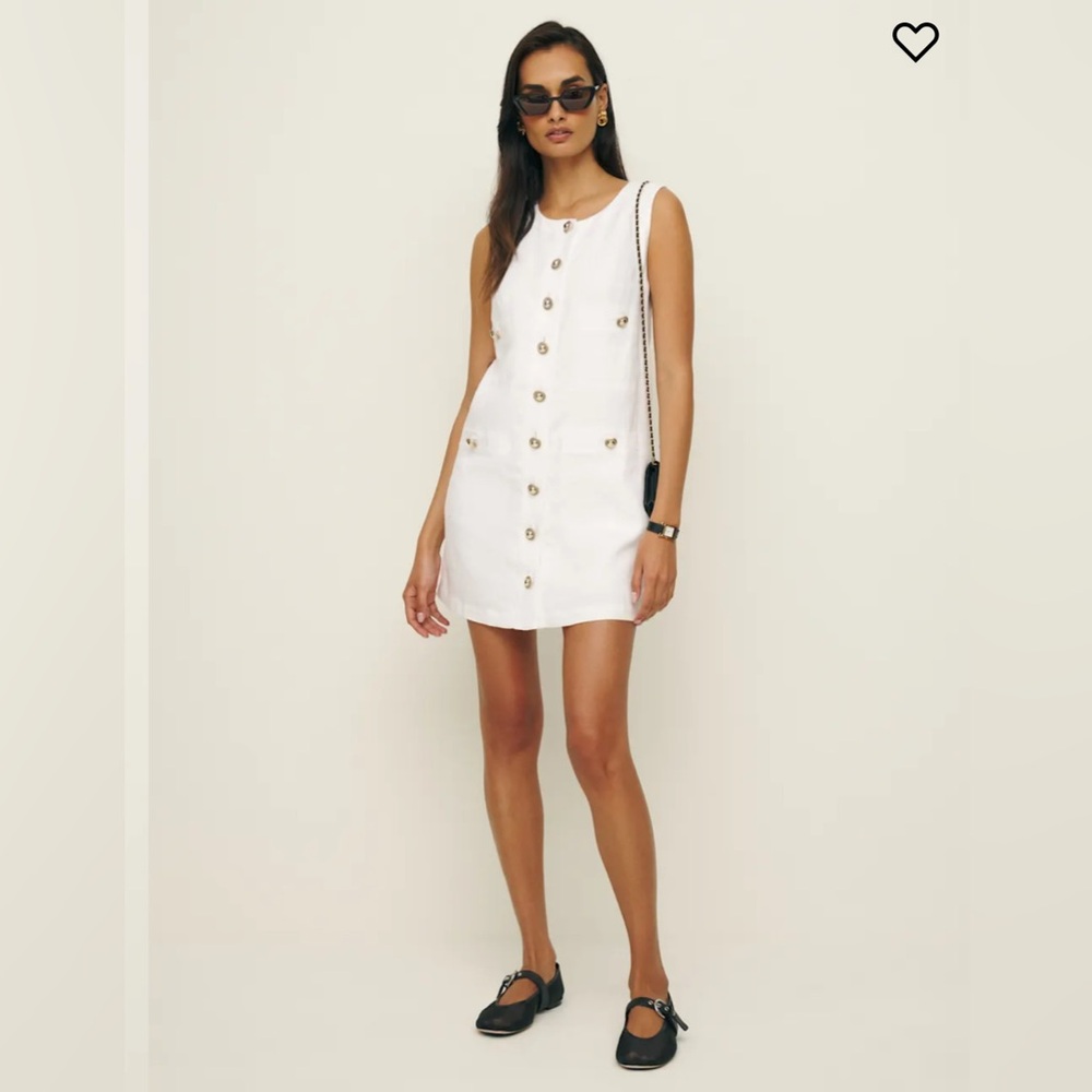 Reformation Tropez Linen Dress White - Size 8